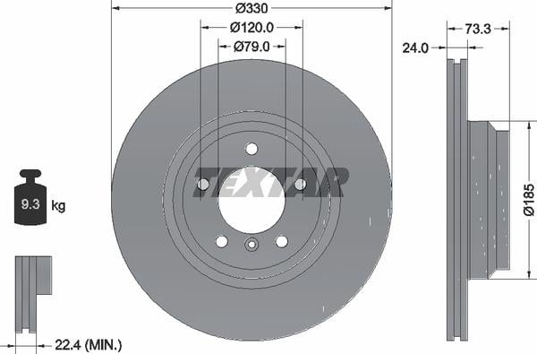 Textar 92137805 Ventilated disc brake, 1 pcs. 92137805: Buy near me in Poland at 2407.PL - Good price!