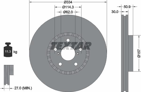 Textar 92147903 Front brake disc ventilated 92147903: Buy near me in Poland at 2407.PL - Good price!