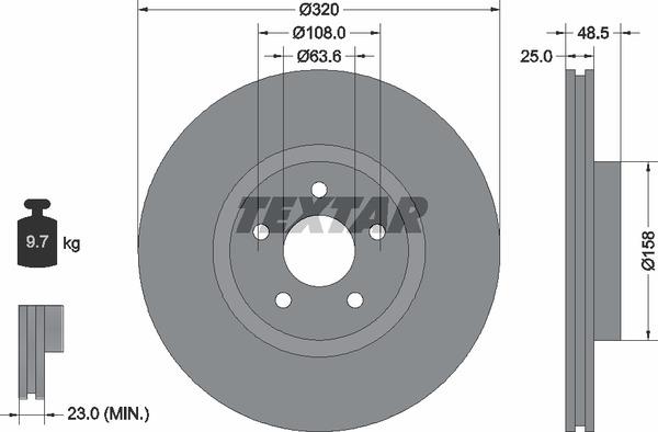 Textar 92149105 Тормозной диск вентилируемый, 1 шт. 92149105: Отличная цена - Купить в Польше на 2407.PL!
