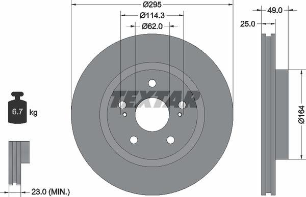Textar 92156503 Тормозной диск передний вентилируемый 92156503: Отличная цена - Купить в Польше на 2407.PL!