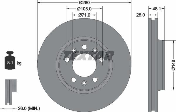 Textar 92156903 Front brake disc ventilated 92156903: Buy near me in Poland at 2407.PL - Good price!