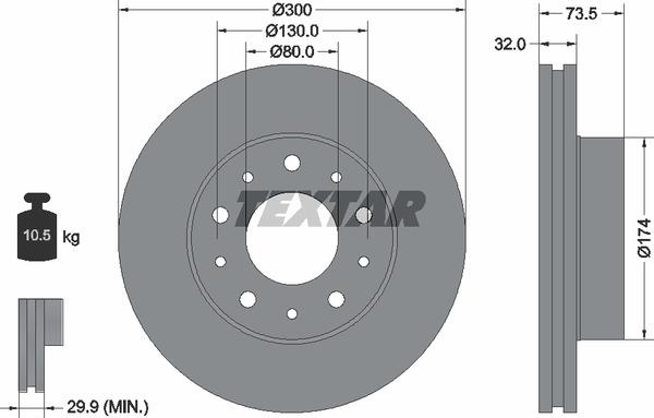 Textar 92157303 Front brake disc ventilated 92157303: Buy near me in Poland at 2407.PL - Good price!