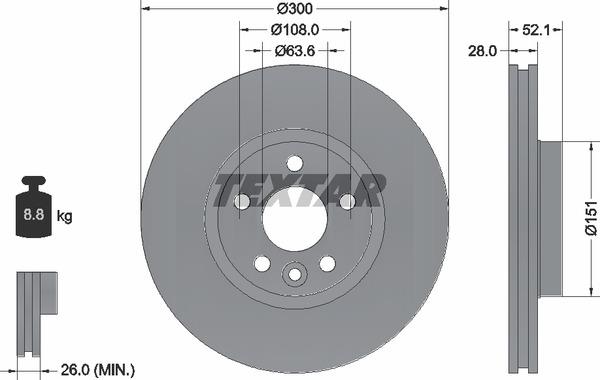 Textar 92159205 Ventilated disc brake, 1 pcs. 92159205: Buy near me at 2407.PL in Poland at an Affordable price!