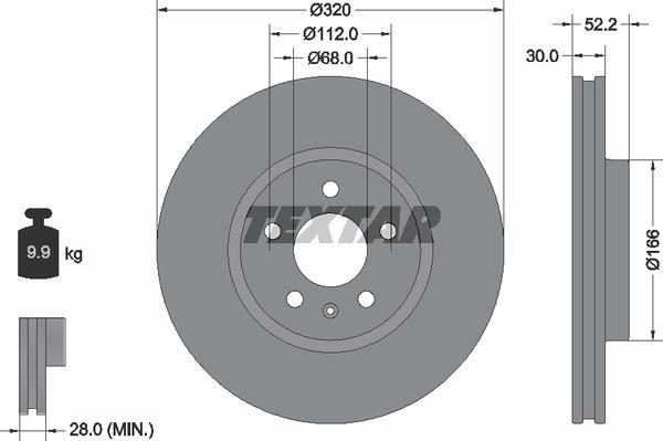 Textar 92160005 Ventilated disc brake, 1 pcs. 92160005: Buy near me in Poland at 2407.PL - Good price!