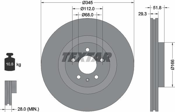 Textar 92160205 Ventilated disc brake, 1 pcs. 92160205: Buy near me in Poland at 2407.PL - Good price!
