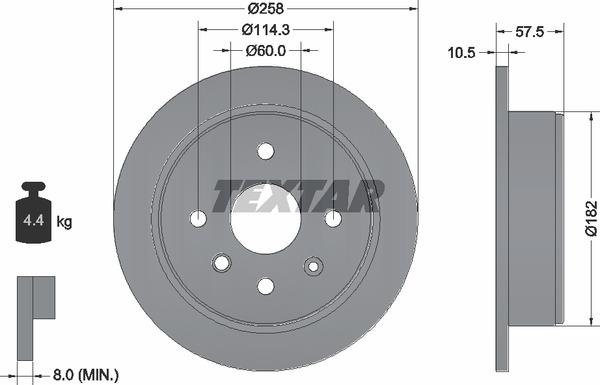 Textar 92163003 Rear brake disc, non-ventilated 92163003: Buy near me in Poland at 2407.PL - Good price!