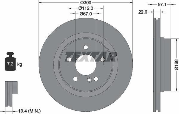 Textar 92163605 Ventilated disc brake, 1 pcs. 92163605: Buy near me in Poland at 2407.PL - Good price!