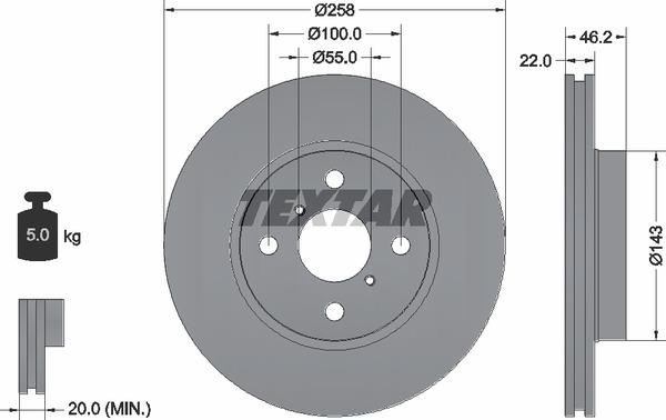 Textar 92164203 Тормозной диск передний вентилируемый 92164203: Отличная цена - Купить в Польше на 2407.PL!
