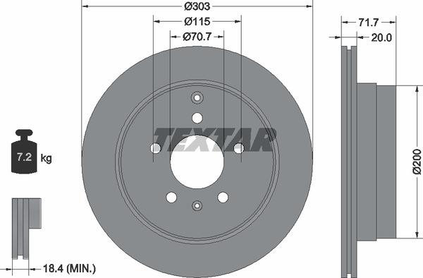 Textar 92165503 Rear ventilated brake disc 92165503: Buy near me in Poland at 2407.PL - Good price!