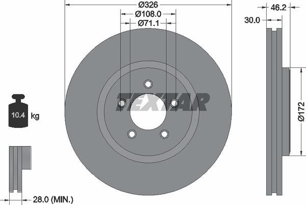 Textar 92173505 Тормозной диск вентилируемый, 1 шт. 92173505: Отличная цена - Купить в Польше на 2407.PL!