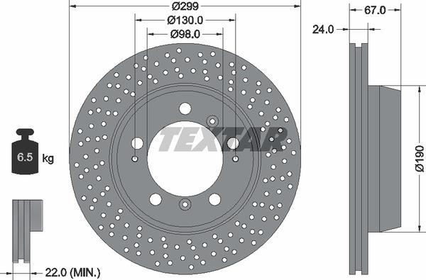 Textar 92176705 Ventilated brake disc with perforation 92176705: Buy near me at 2407.PL in Poland at an Affordable price!
