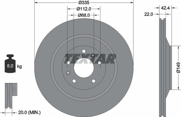 Textar 92177005 Rear ventilated brake disc 92177005: Buy near me in Poland at 2407.PL - Good price!
