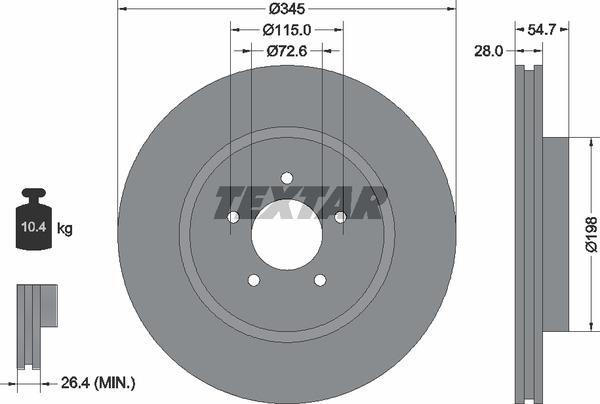 Textar 92177105 Тормозной диск передний вентилируемый 92177105: Отличная цена - Купить в Польше на 2407.PL!