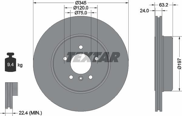 Textar 92182525 Тормозной диск задний вентилируемый 92182525: Отличная цена - Купить в Польше на 2407.PL!