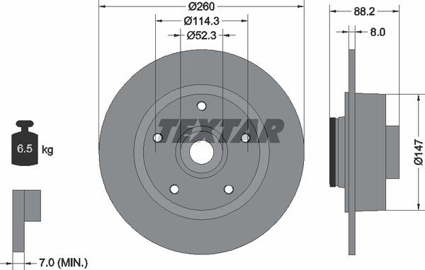Textar 92195903 Rear brake disc, non-ventilated 92195903: Buy near me in Poland at 2407.PL - Good price!