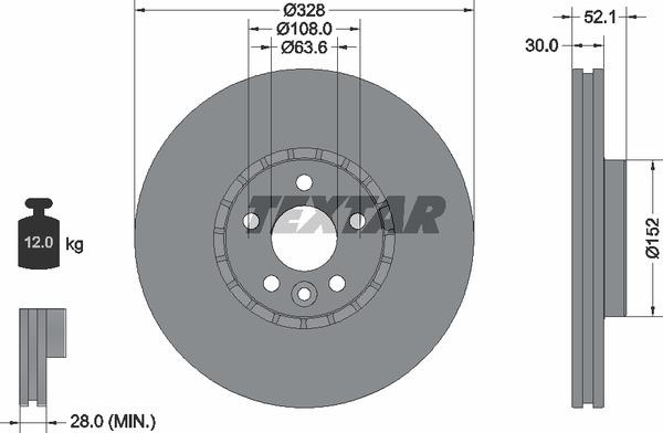 Textar 92196305 Front brake disc ventilated 92196305: Buy near me in Poland at 2407.PL - Good price!