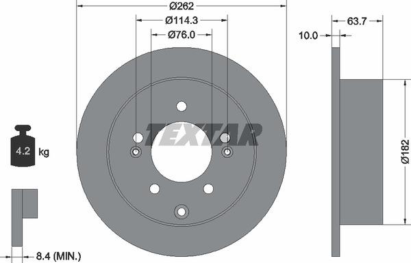 Textar 92226003 Rear brake disc, non-ventilated 92226003: Buy near me at 2407.PL in Poland at an Affordable price!