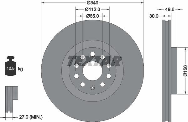 Textar 92229805 Ventilated disc brake, 1 pcs. 92229805: Buy near me in Poland at 2407.PL - Good price!