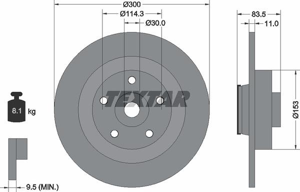 Textar 92233103 Тормозной диск невентилируемый 92233103: Отличная цена - Купить в Польше на 2407.PL!