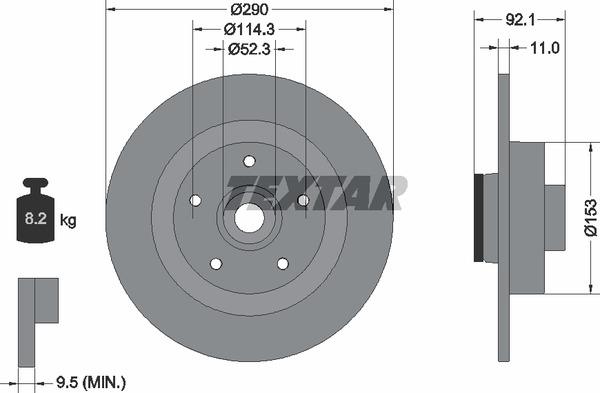 Textar 92254103 Тормозной диск невентилируемый 92254103: Отличная цена - Купить в Польше на 2407.PL!