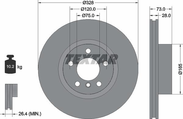 Textar 92257105 Ventilated disc brake, 1 pcs. 92257105: Buy near me in Poland at 2407.PL - Good price!