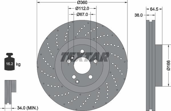 Textar 92260305 Тормозной диск вентилируемый с перфорацией 92260305: Отличная цена - Купить в Польше на 2407.PL!