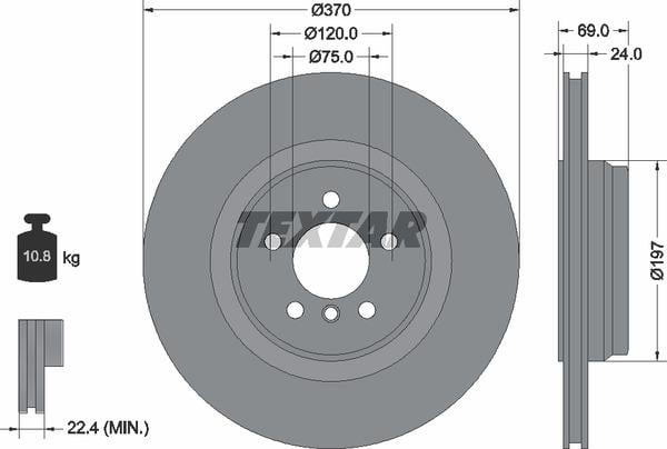 Textar 92270003 Ventilated disc brake, 1 pcs. 92270003: Buy near me in Poland at 2407.PL - Good price!