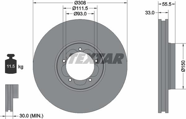 Textar 92273003 Ventilated disc brake, 1 pcs. 92273003: Buy near me in Poland at 2407.PL - Good price!