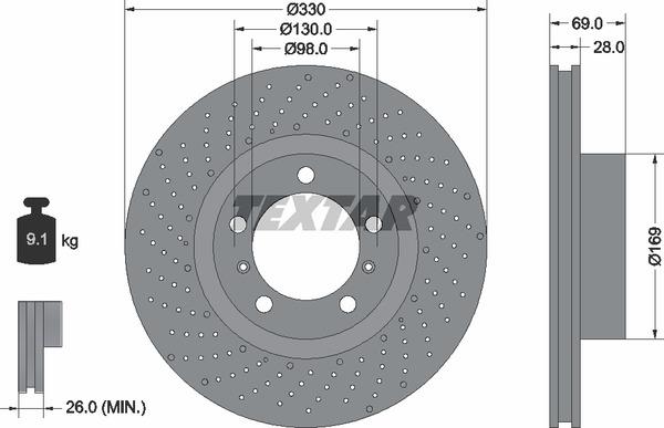 Textar 92279605 Ventilated brake disc with perforation 92279605: Buy near me at 2407.PL in Poland at an Affordable price!