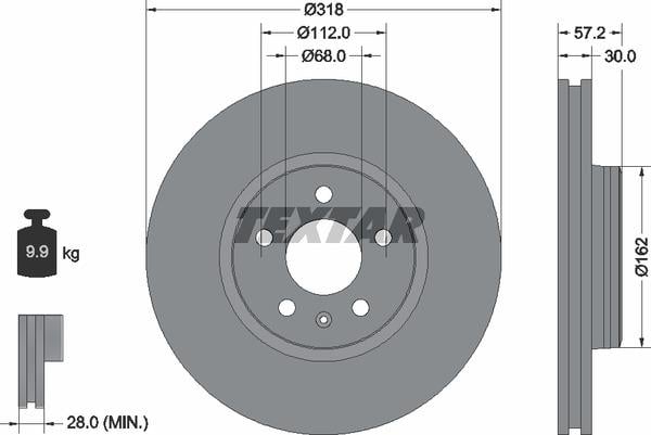 Textar 92282705 Ventilated disc brake, 1 pcs. 92282705: Buy near me in Poland at 2407.PL - Good price!
