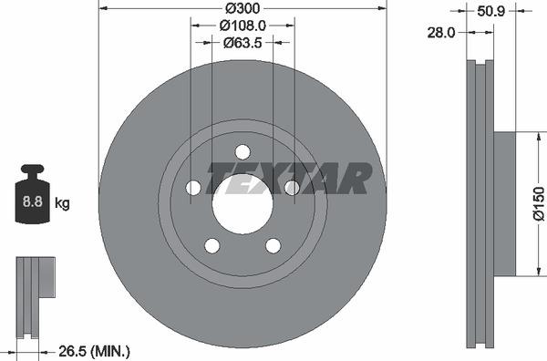 Textar 92283105 Ventilated disc brake, 1 pcs. 92283105: Buy near me at 2407.PL in Poland at an Affordable price!