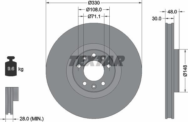 Textar 92283403 Ventilated disc brake, 1 pcs. 92283403: Buy near me in Poland at 2407.PL - Good price!