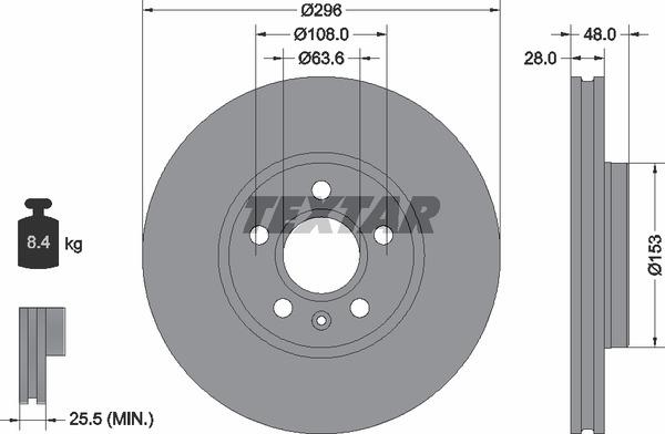 Textar 92287505 Ventilated disc brake, 1 pcs. 92287505: Buy near me in Poland at 2407.PL - Good price!