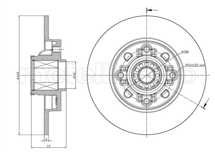 Metelli 23-1394 Rear brake disc, non-ventilated 231394: Buy near me in Poland at 2407.PL - Good price!