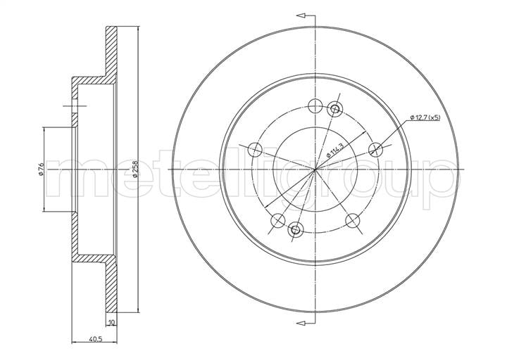 Metelli 23-1284C Rear brake disc, non-ventilated 231284C: Buy near me at 2407.PL in Poland at an Affordable price!