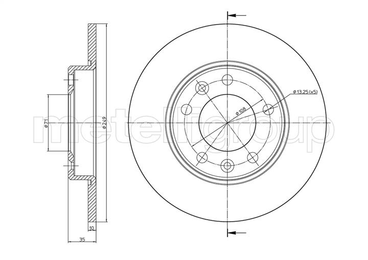 Metelli 23-1509C Rear brake disc, non-ventilated 231509C: Buy near me in Poland at 2407.PL - Good price!