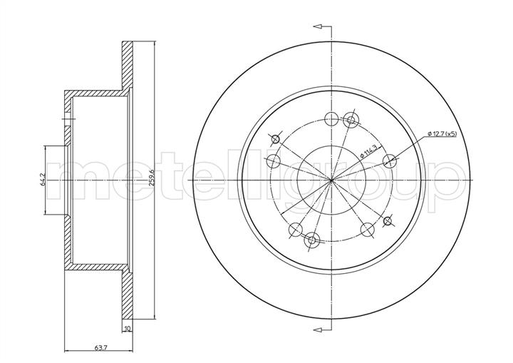 Metelli 23-1199C Rear brake disc, non-ventilated 231199C: Buy near me in Poland at 2407.PL - Good price!