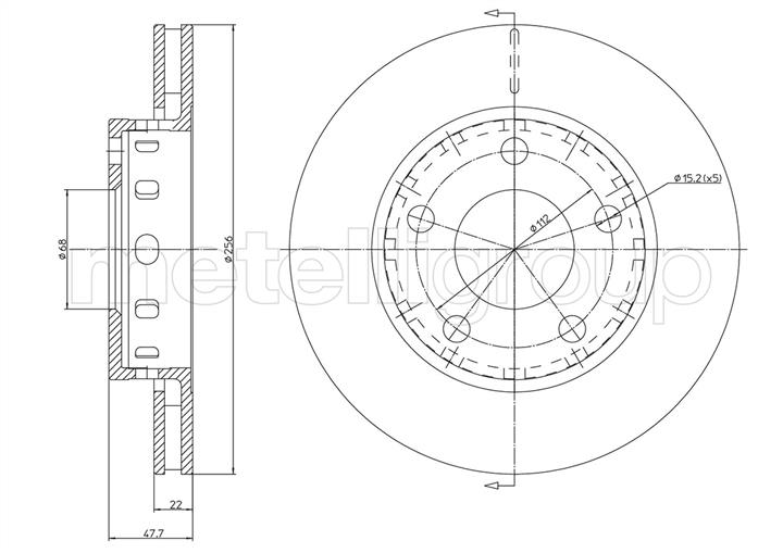 Metelli 23-1210C Rear ventilated brake disc 231210C: Buy near me in Poland at 2407.PL - Good price!