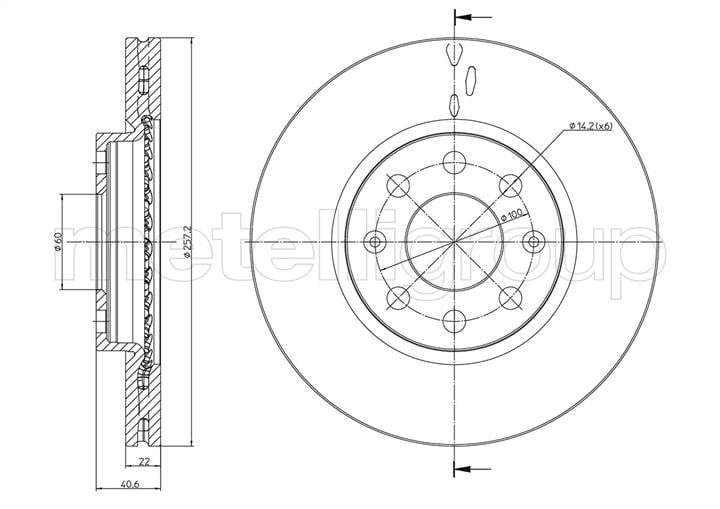 Metelli 23-0835C Front brake disc ventilated 230835C: Buy near me in Poland at 2407.PL - Good price!