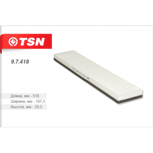 TSN 9.7.418 Filter, interior air 97418: Buy near me in Poland at 2407.PL - Good price!