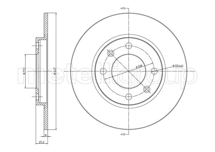 Cifam 800-271 Rear brake disc, non-ventilated 800271: Buy near me in Poland at 2407.PL - Good price!