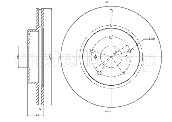 Cifam 800-945C Front brake disc ventilated 800945C: Buy near me at 2407.PL in Poland at an Affordable price!