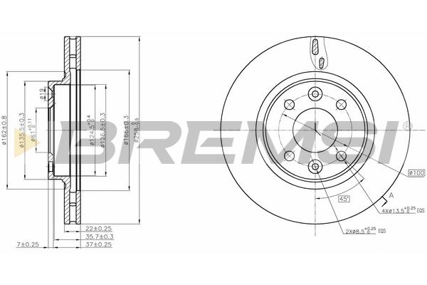 Bremsi DBC327V Brake disk DBC327V: Buy near me in Poland at 2407.PL - Good price!