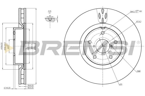 Bremsi DBB749V Тормозной диск передний вентилируемый DBB749V: Отличная цена - Купить в Польше на 2407.PL!