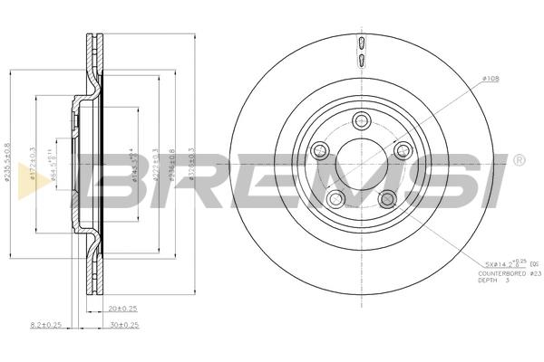 Bremsi DBB703V Rear ventilated brake disc DBB703V: Buy near me in Poland at 2407.PL - Good price!