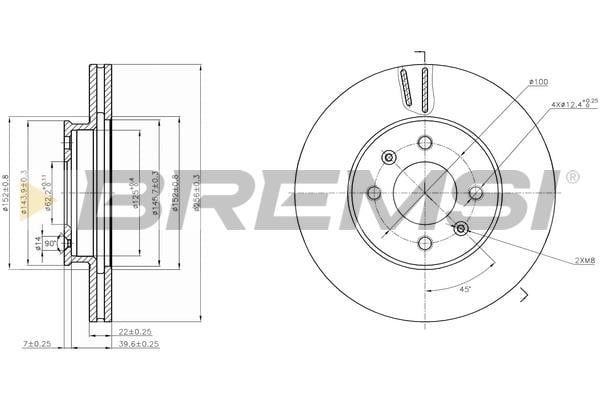 Bremsi DBB603V Front brake disc ventilated DBB603V: Buy near me in Poland at 2407.PL - Good price!