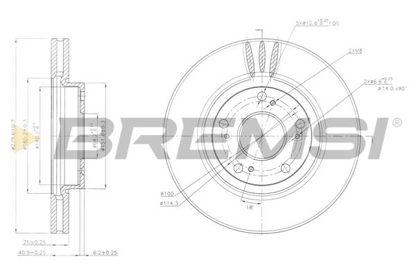 Bremsi DBB557V Front brake disc ventilated DBB557V: Buy near me in Poland at 2407.PL - Good price!