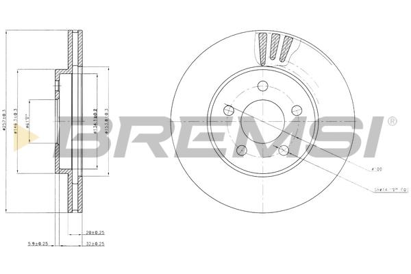 Bremsi DBB376V Front brake disc ventilated DBB376V: Buy near me in Poland at 2407.PL - Good price!