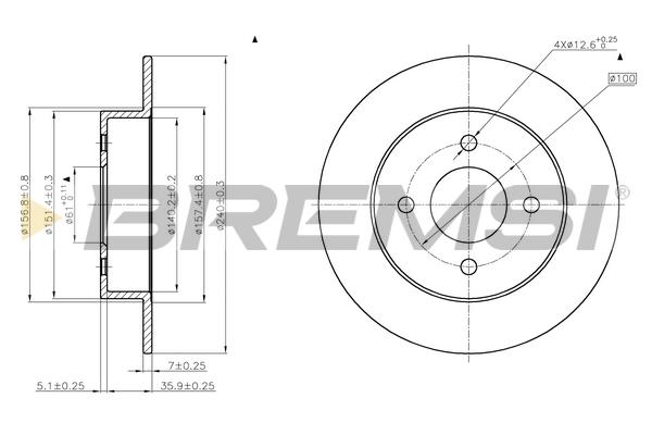 Bremsi DBB058S Тормозной диск задний невентилируемый DBB058S: Отличная цена - Купить в Польше на 2407.PL!