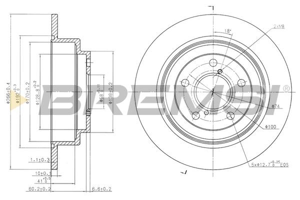 Bremsi DBA678S Rear brake disc, non-ventilated DBA678S: Buy near me in Poland at 2407.PL - Good price!